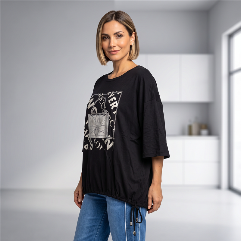 Mujer remera modal amplia cintura ajustable luxury linea italiana - IB