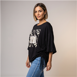 Mujer remera modal amplia cintura ajustable luxury linea italiana - IB