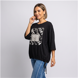 Mujer remera modal amplia cintura ajustable luxury linea italiana - IB