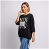 Mujer remera modal amplia cintura ajustable luxury linea italiana - IB