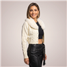 Mujer cardigan tejido cuello piel - FO