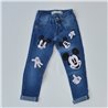 Nena pantalon jean elastizado aplique Mickey
