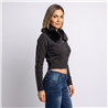 Mujer cardigan tejido cuello piel - FO