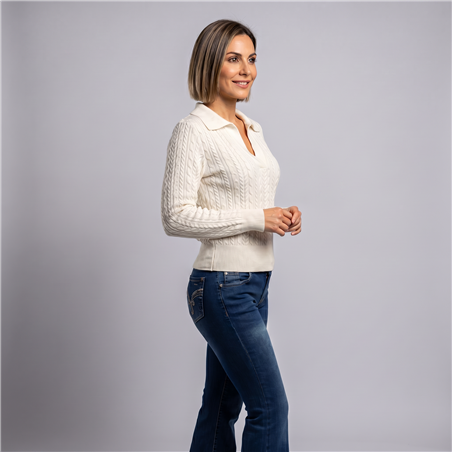 Mujer sweater tejido lycra ocho cuello chomba - FO