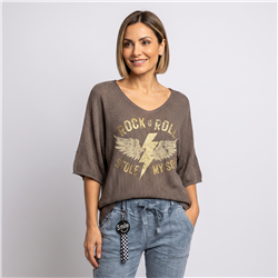Mujer sweater hilo rustico aguila rock roll linea italiana - IB
