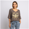 Mujer sweater hilo rustico aguila rock roll linea italiana - IB