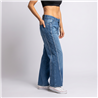 Mujer pantalon jean wide leg detalle vivos - EM