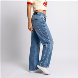 Mujer pantalon jean wide leg detalle vivos - EM
