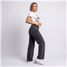 Mujer pantalon jean wide leg estrass laterales - EM