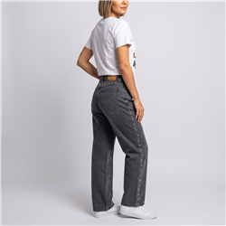 Mujer pantalon jean wide leg estrass laterales - EM