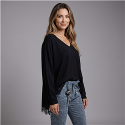 Mujer sweater lanilla irregular puntilla linea italiana - IB