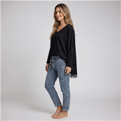 Mujer sweater lanilla irregular puntilla linea italiana - IB