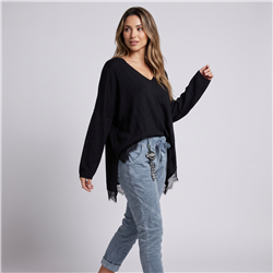 Mujer sweater lanilla irregular puntilla linea italiana - IB