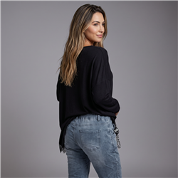 Mujer sweater lanilla irregular puntilla linea italiana - IB
