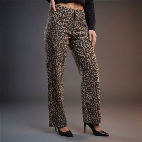 Mujer pantalon jean recto print - BEL