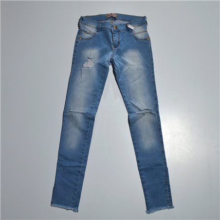 Nena pantalon jean elastizado rotura puños abiertos