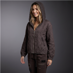 Mujer campera rustica capucha tejida linea italiana - IB
