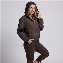 Mujer campera rustica capucha tejida linea italiana - IB