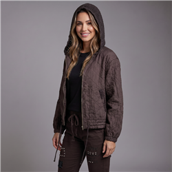 Mujer campera rustica capucha tejida linea italiana - IB