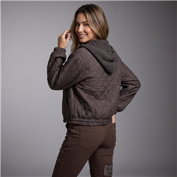 Mujer campera rustica capucha tejida linea italiana - IB