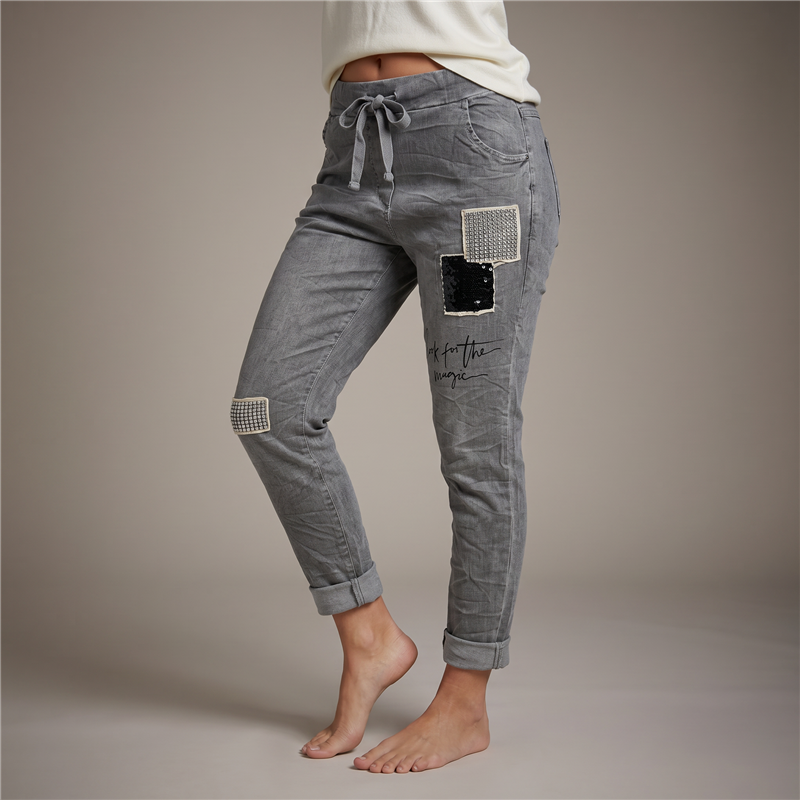 Mujer babucha bengalina parche brillos lentejuelas linea italiana - IB