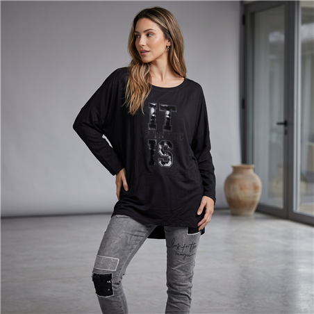 Mujer remera modal amplia mangas largas it is linea italiana - IB