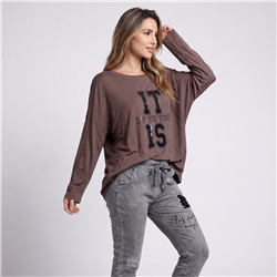Mujer remera modal amplia mangas largas it is linea italiana - IB