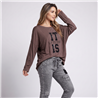 Mujer remera modal amplia mangas largas it is linea italiana - IB