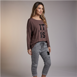 Mujer remera modal amplia mangas largas it is linea italiana - IB