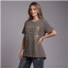 Mujer remera algodon amplia parche lentejuelas chic italiana - IB