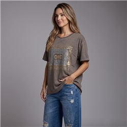 Mujer remera algodon amplia parche lentejuelas chic italiana - IB