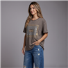 Mujer remera algodon amplia parche lentejuelas chic italiana - IB