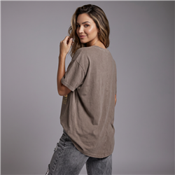 Mujer remera algodon amplia parche lentejuelas chic italiana - IB