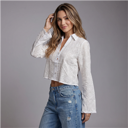 Mujer camisa broderie corta - EL