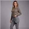 Mujer remera tejida corta print - OG