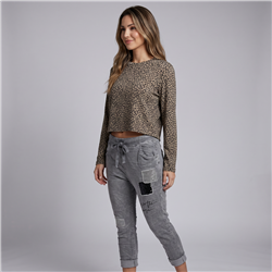 Mujer remera tejida corta print - OG