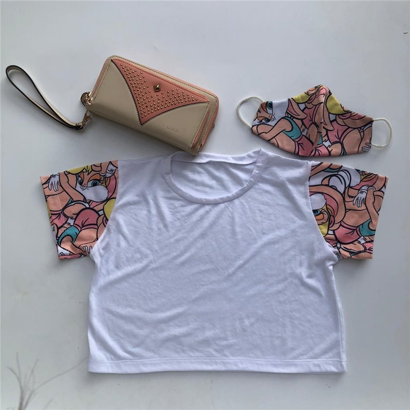 Mujer Remera top combinada modal estampado LOONEY TUNES y spum