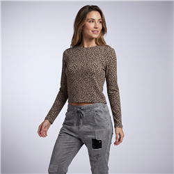 Mujer remera tejida corta print - OG