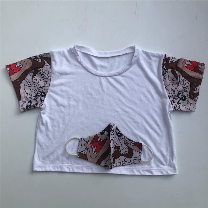 Mujer Remera top combinada modal estampado LOONEY TUNES y spum