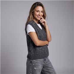 Mujer chaleco tejido con lentejuelas pañuelo - OG