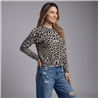 Mujer cardigan tejido print cuello canutillos boton brillos - PA