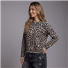 Mujer cardigan tejido print cuello canutillos boton brillos - PA
