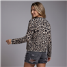 Mujer cardigan tejido print cuello canutillos boton brillos - PA