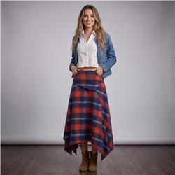 Mujer pollera escosesa en puntas - PA