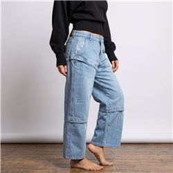 Mujer pantalon jean wide leg cierre en piernas - EM