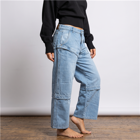 Mujer pantalon jean wide leg cierre en piernas - EM