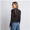 Mujer remera encaje flor frente botones - OG