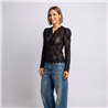 Mujer remera encaje flor frente botones - OG