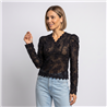 Mujer remera encaje flor frente botones - OG