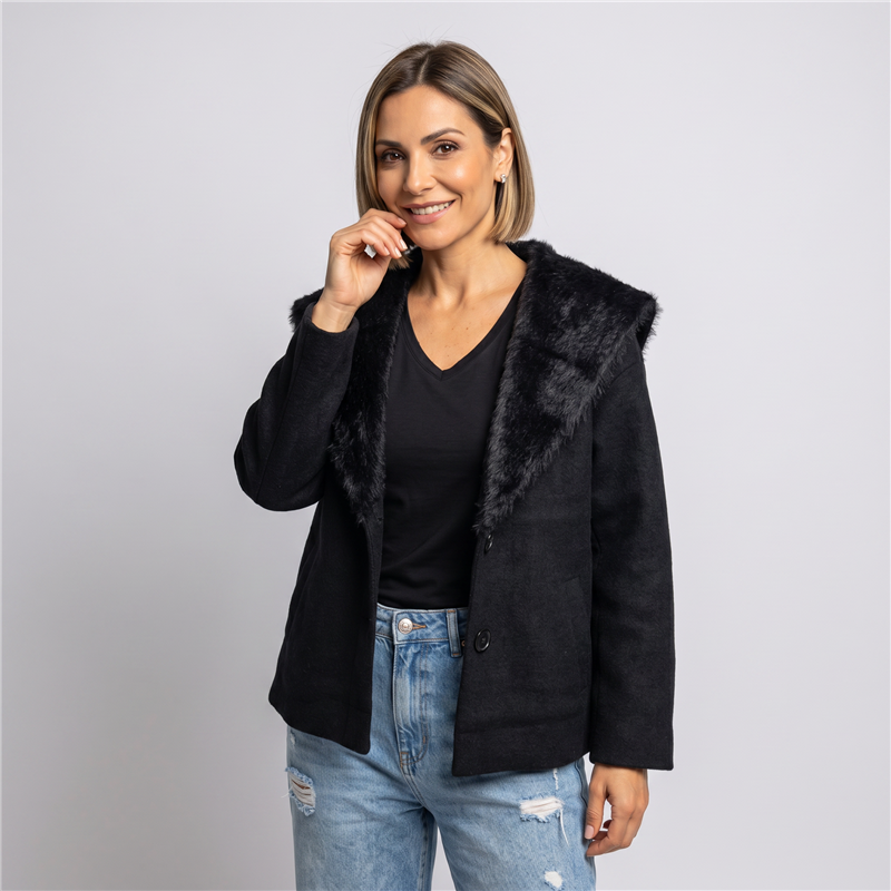Mujer saco bremer cuello piel botones - OG